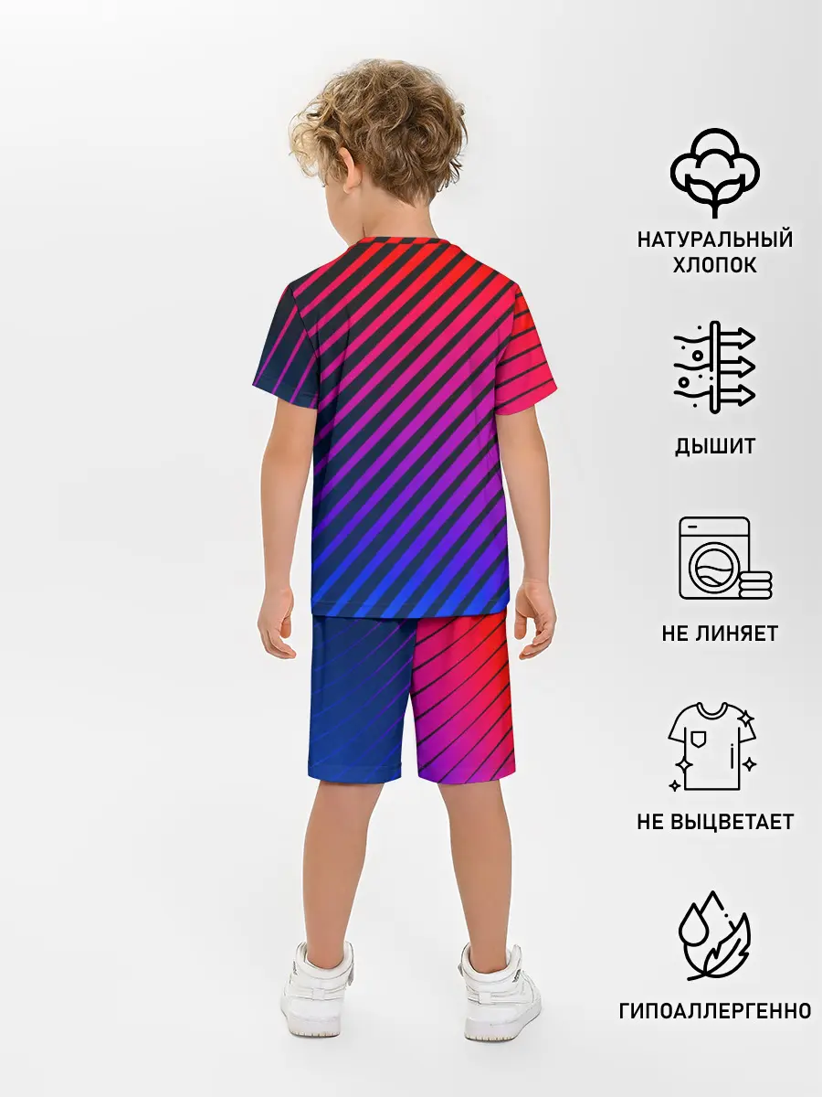 Детская пижама с шортами / Градиентные линии