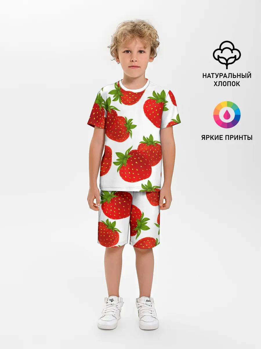 Детская пижама с шортами / Клубника