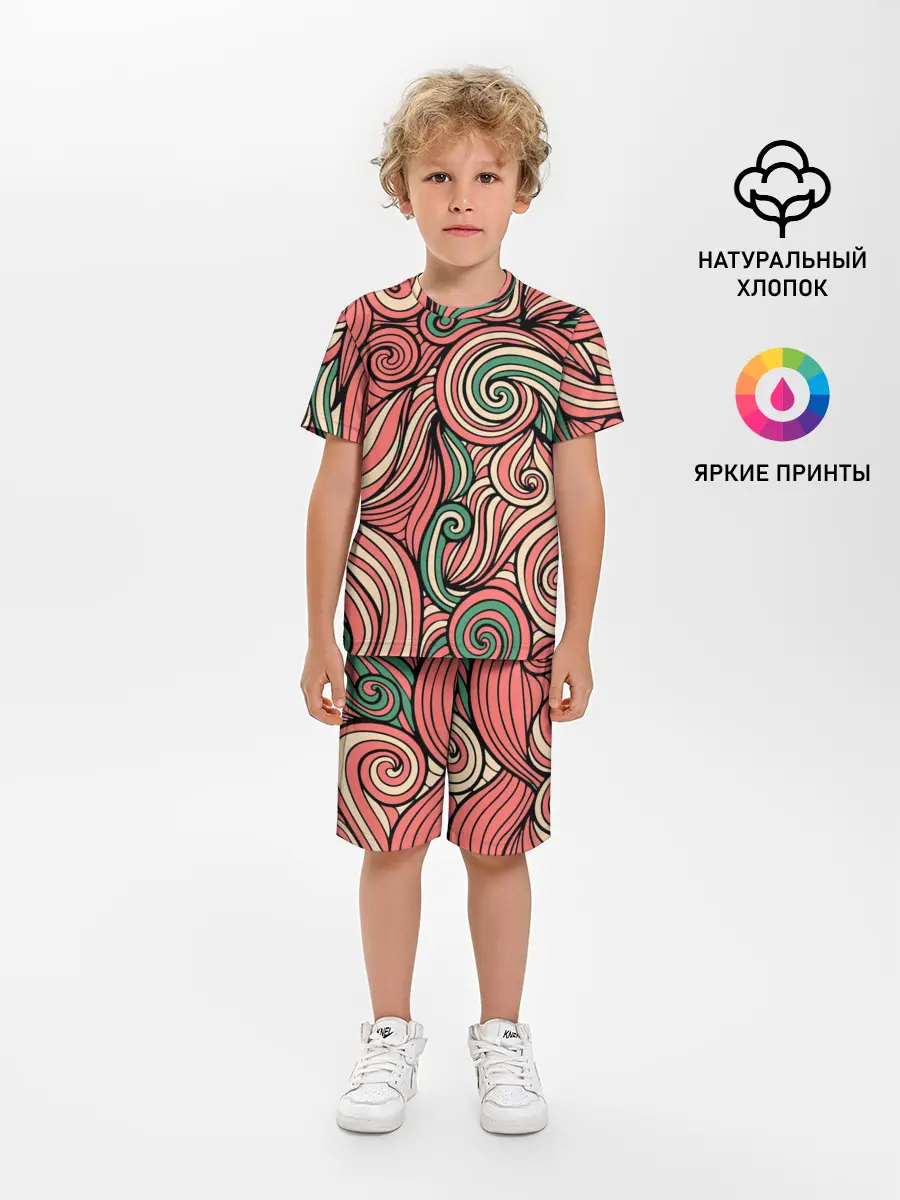 Детская пижама с шортами / Алые листья