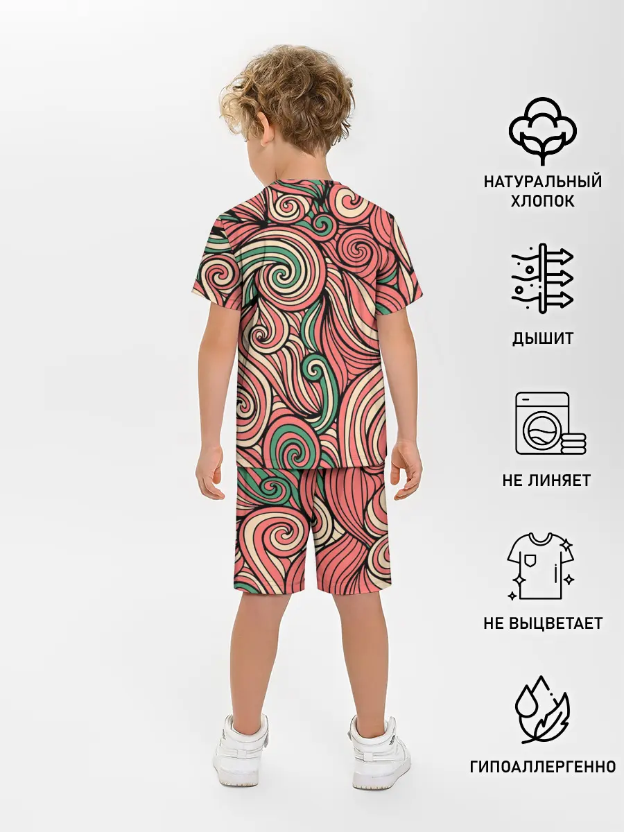 Детская пижама с шортами / Алые листья