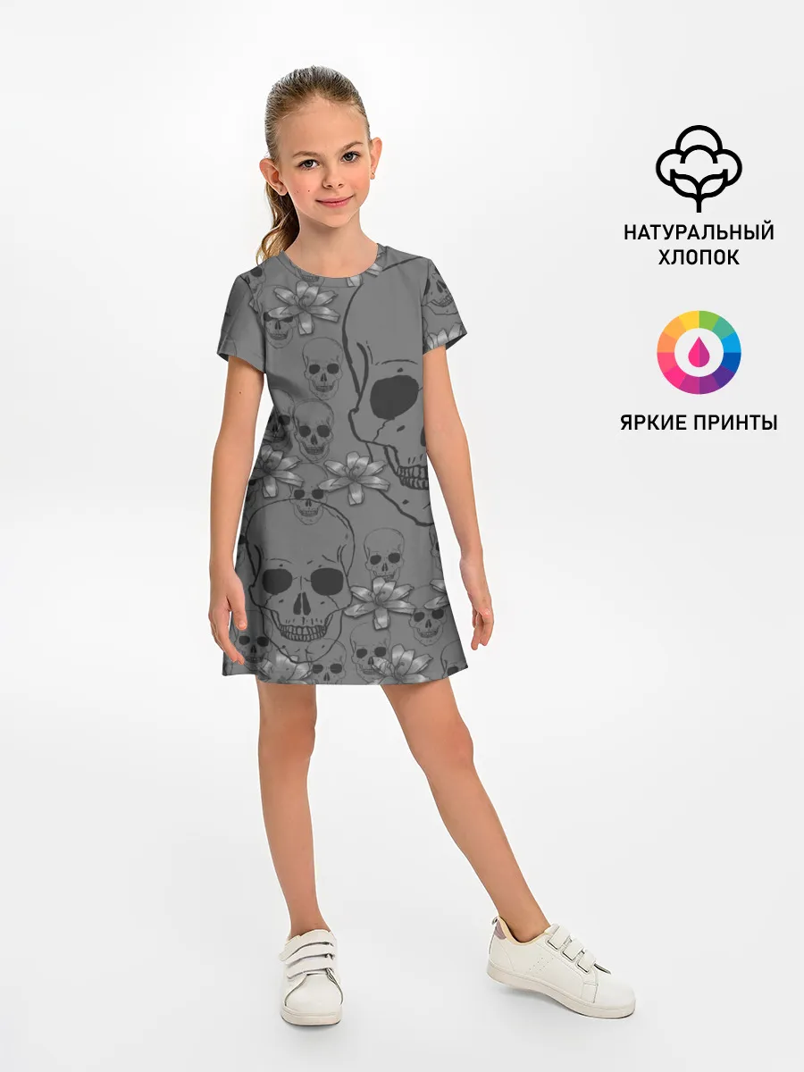 Детское платье / Цветы и черепа