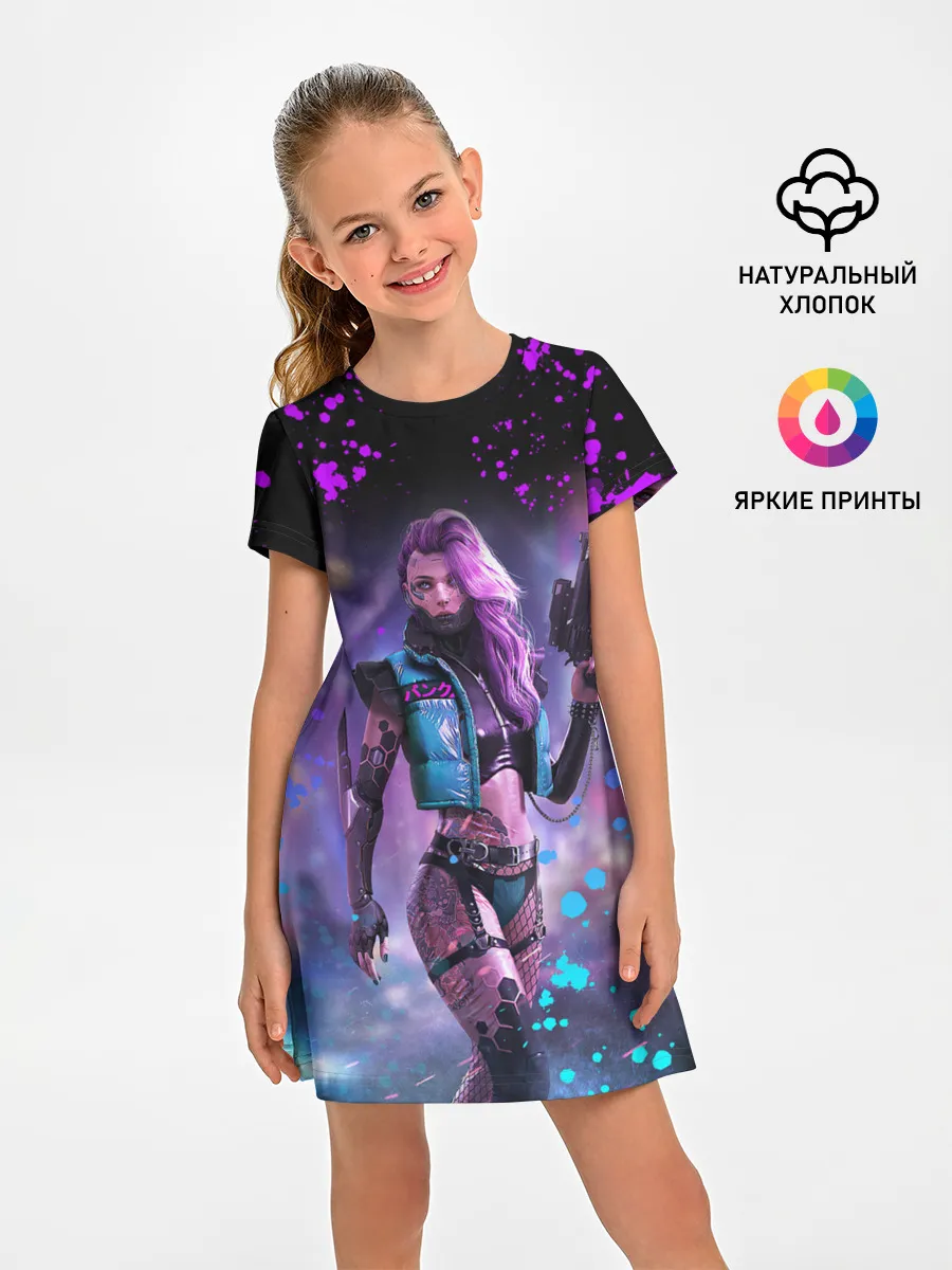 Детское платье / CYBERPUNK 2077 NEON | КИБЕРПАНК НЕОН