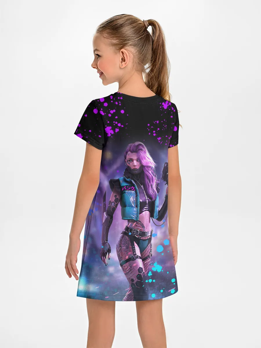 Детское платье / CYBERPUNK 2077 NEON | КИБЕРПАНК НЕОН