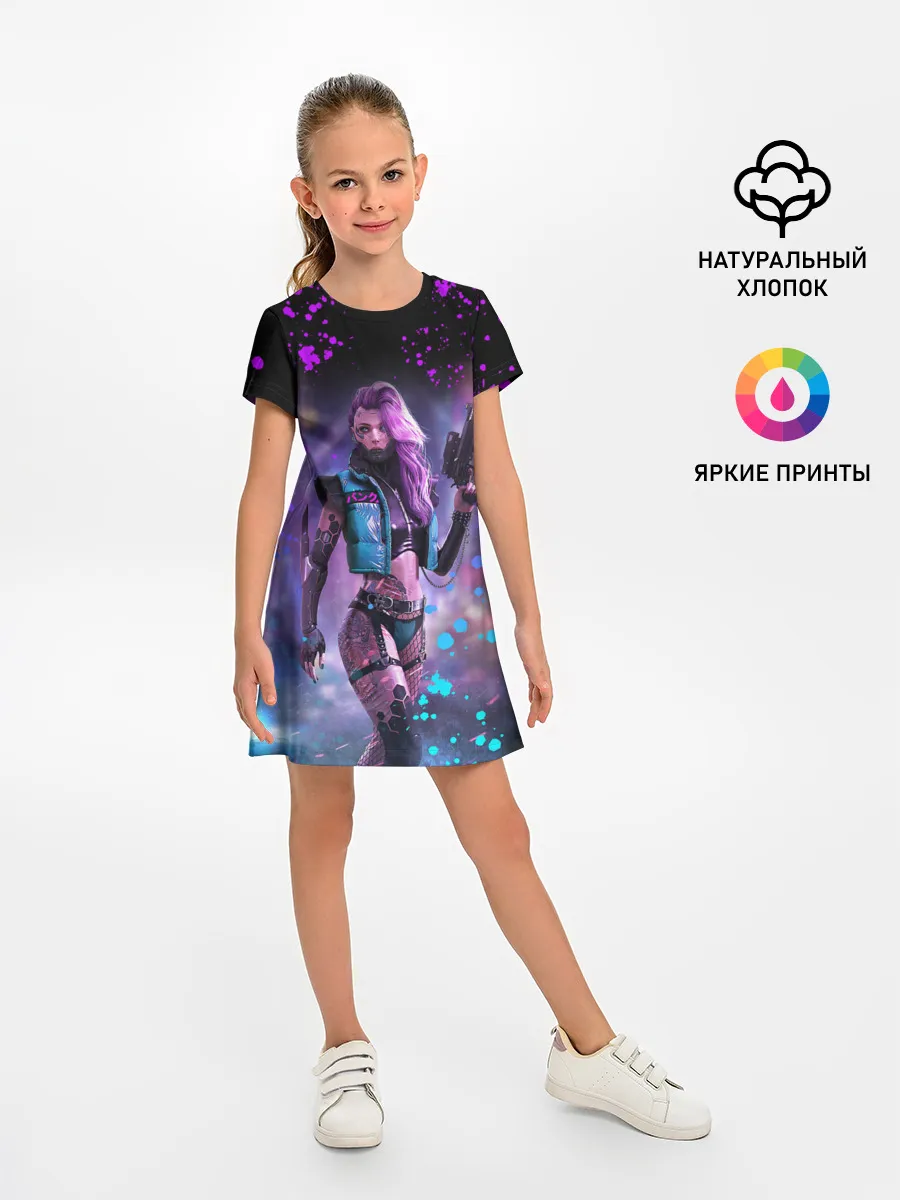 Детское платье / CYBERPUNK 2077 NEON | КИБЕРПАНК НЕОН