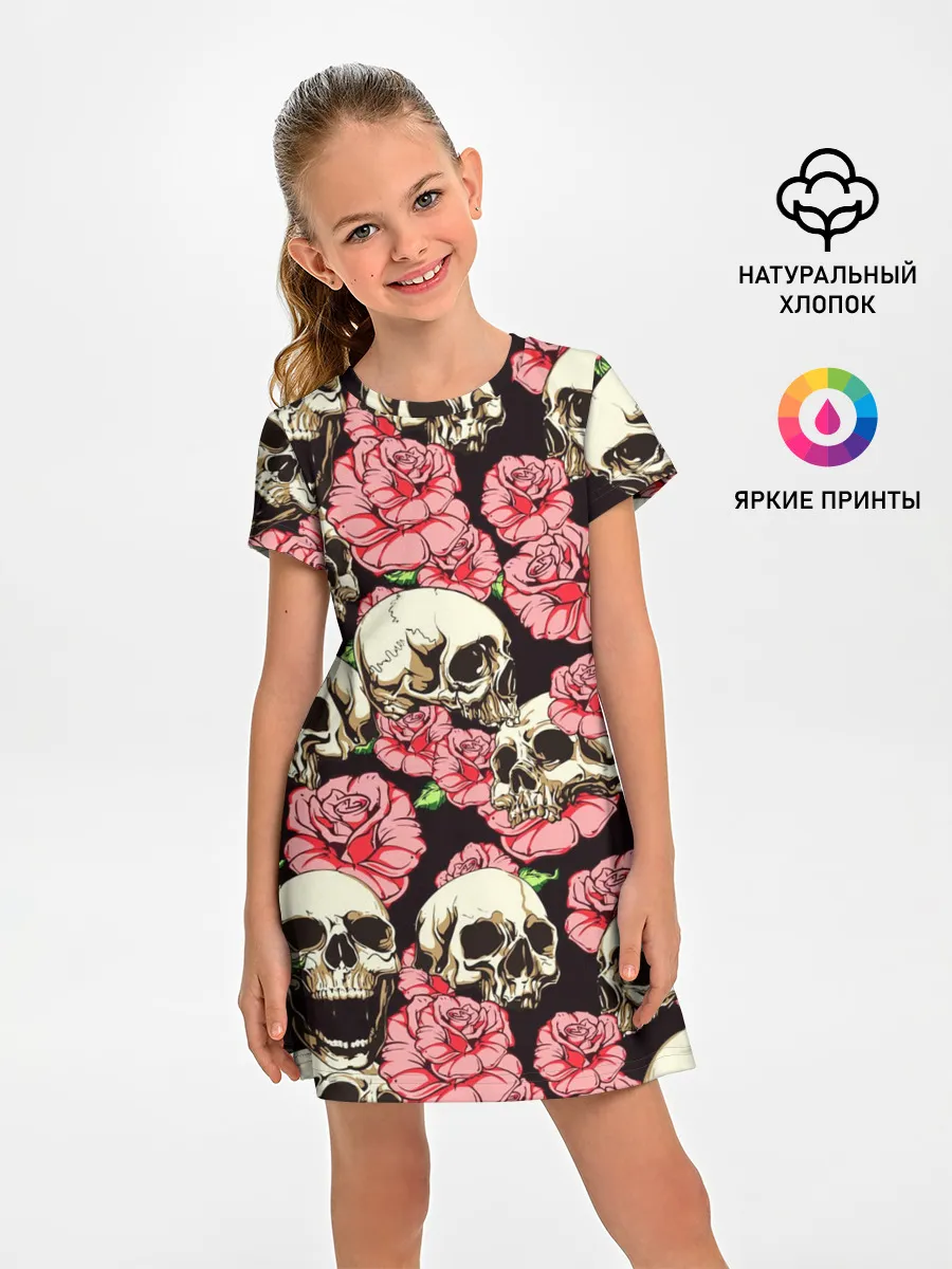 Детское платье / Черепа и цветы
