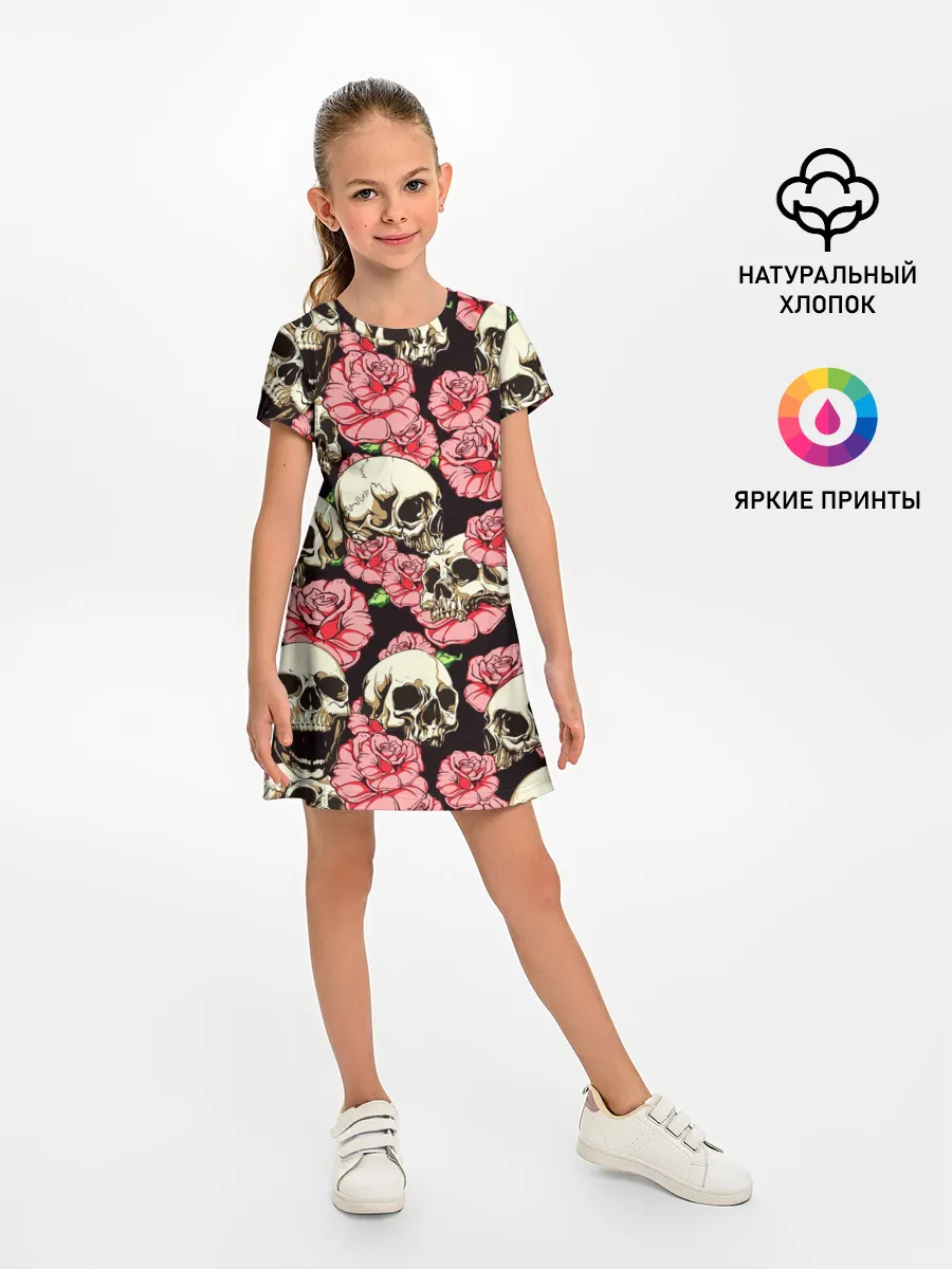 Детское платье / Черепа и цветы