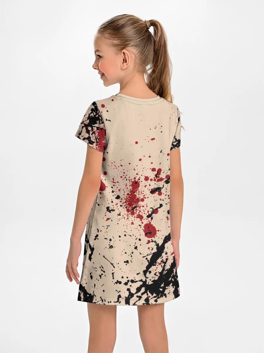 Детское платье / Череп Хипстер Брызги Краски
