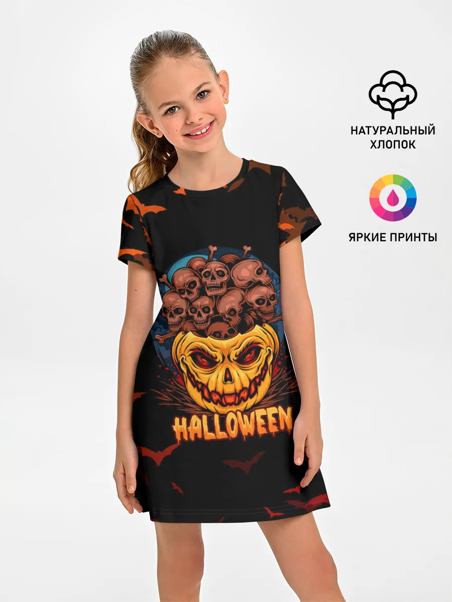 Детское платье / ТЫКВА С ЧЕРЕПАМИ