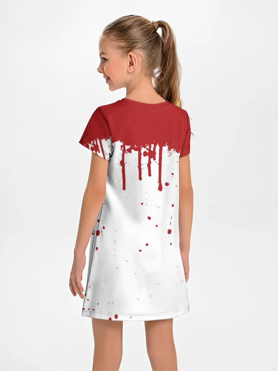 Детское платье / ИГРА В КАЛЬМАРА ПЕРСОНАЖ 001 КРОВЬ