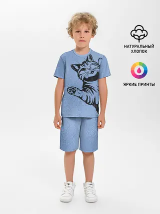 Детская пижама с шортами / Улыбающийся кот