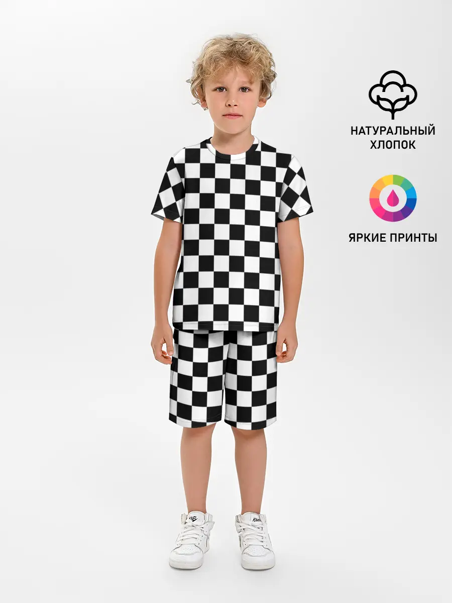 Детская пижама с шортами / Шахматка