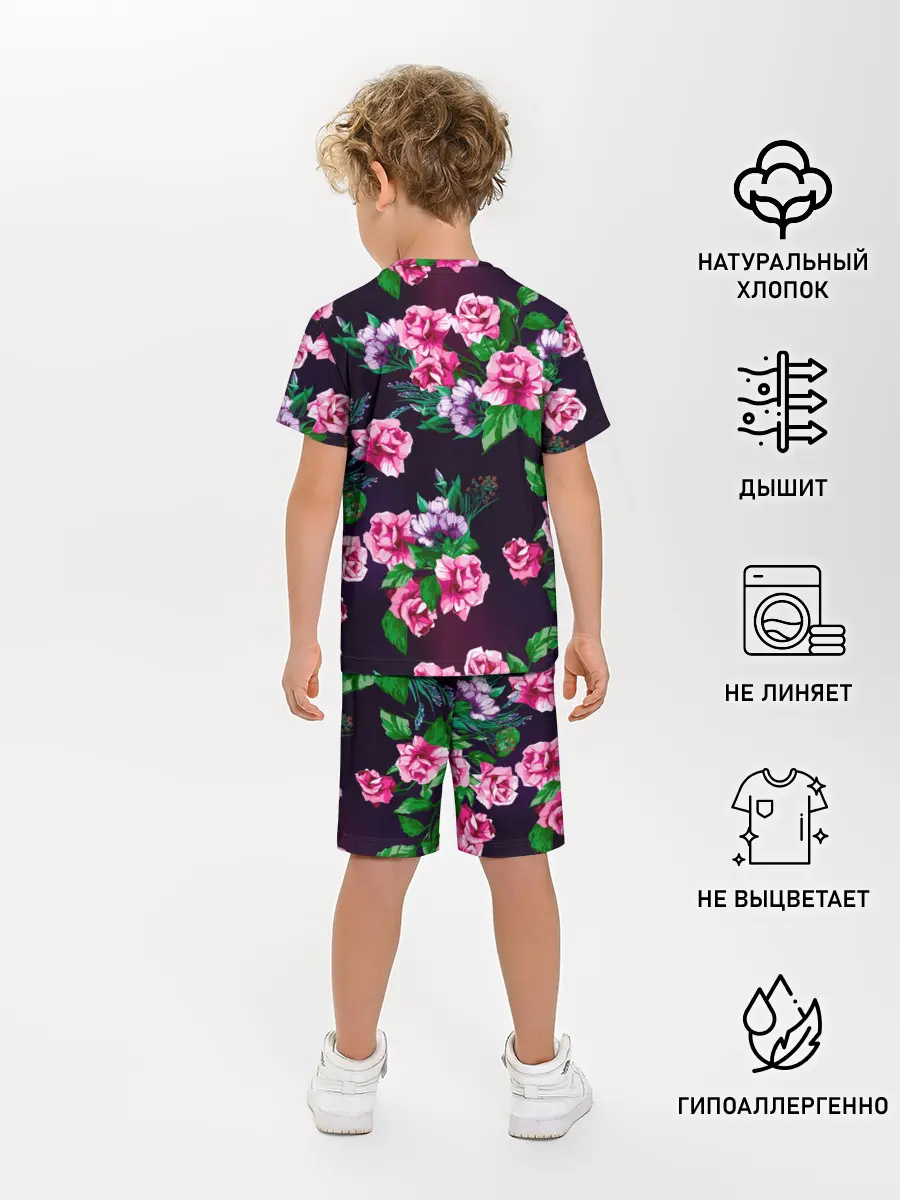 Детская пижама с шортами / Розы