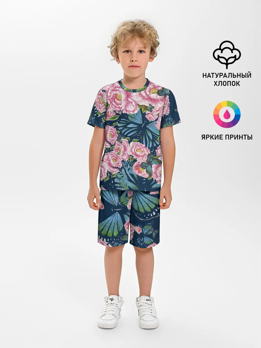 Детская пижама с шортами / Пионы