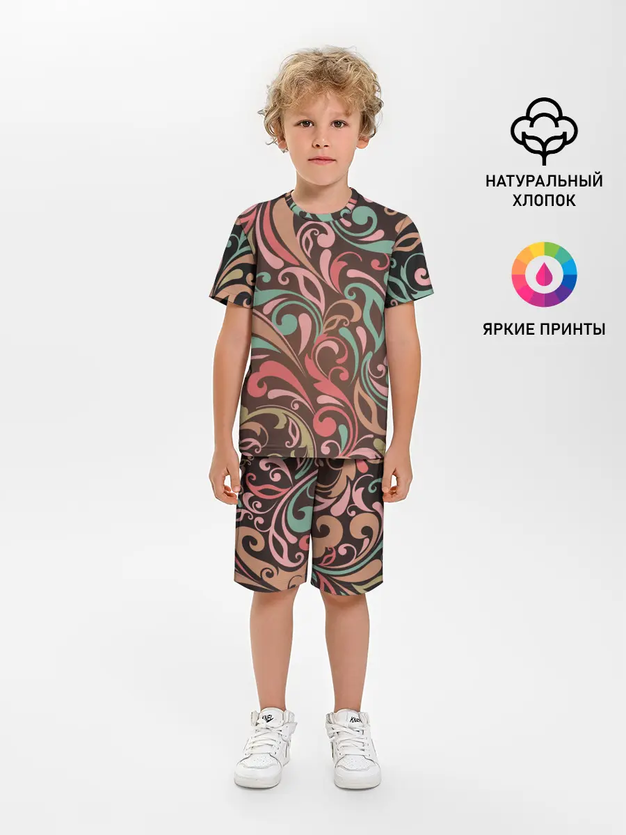 Детская пижама с шортами / Узор хохломы