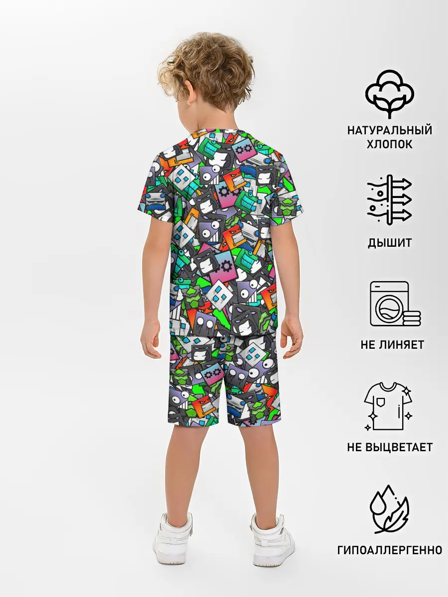 Детская пижама с шортами / Geometry Dash | Pattern