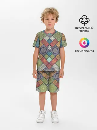 Детская пижама с шортами / ЛОСКУТНАЯ ВЫШИВКА