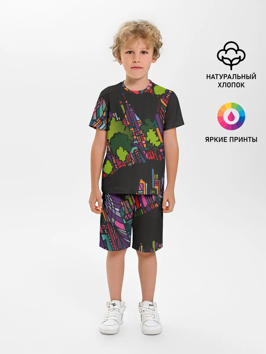 Детская пижама с шортами / Ночные огни