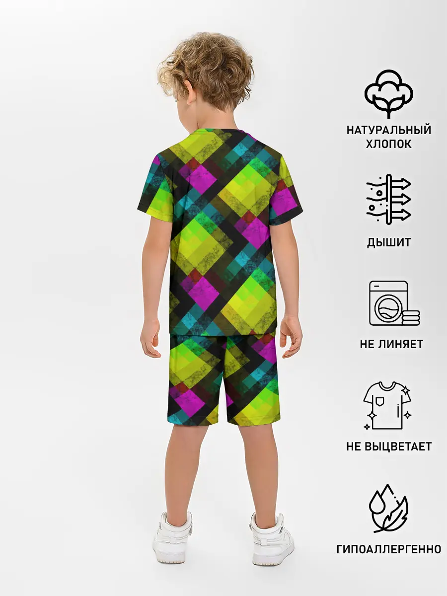 Детская пижама с шортами / Абстрактный разноцветный узор