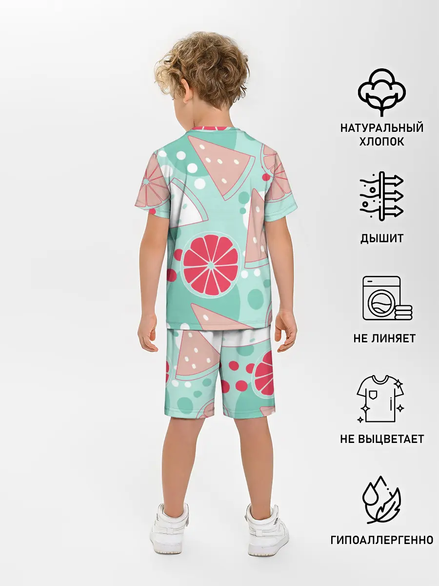 Детская пижама с шортами / Арбузно-цитрусовый узор