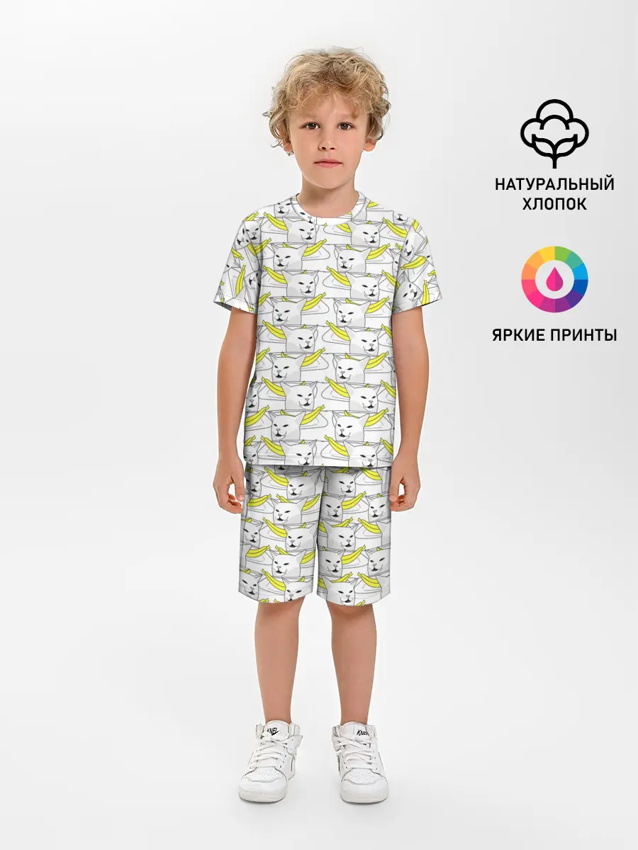 Детская пижама с шортами / Кот с бананом
