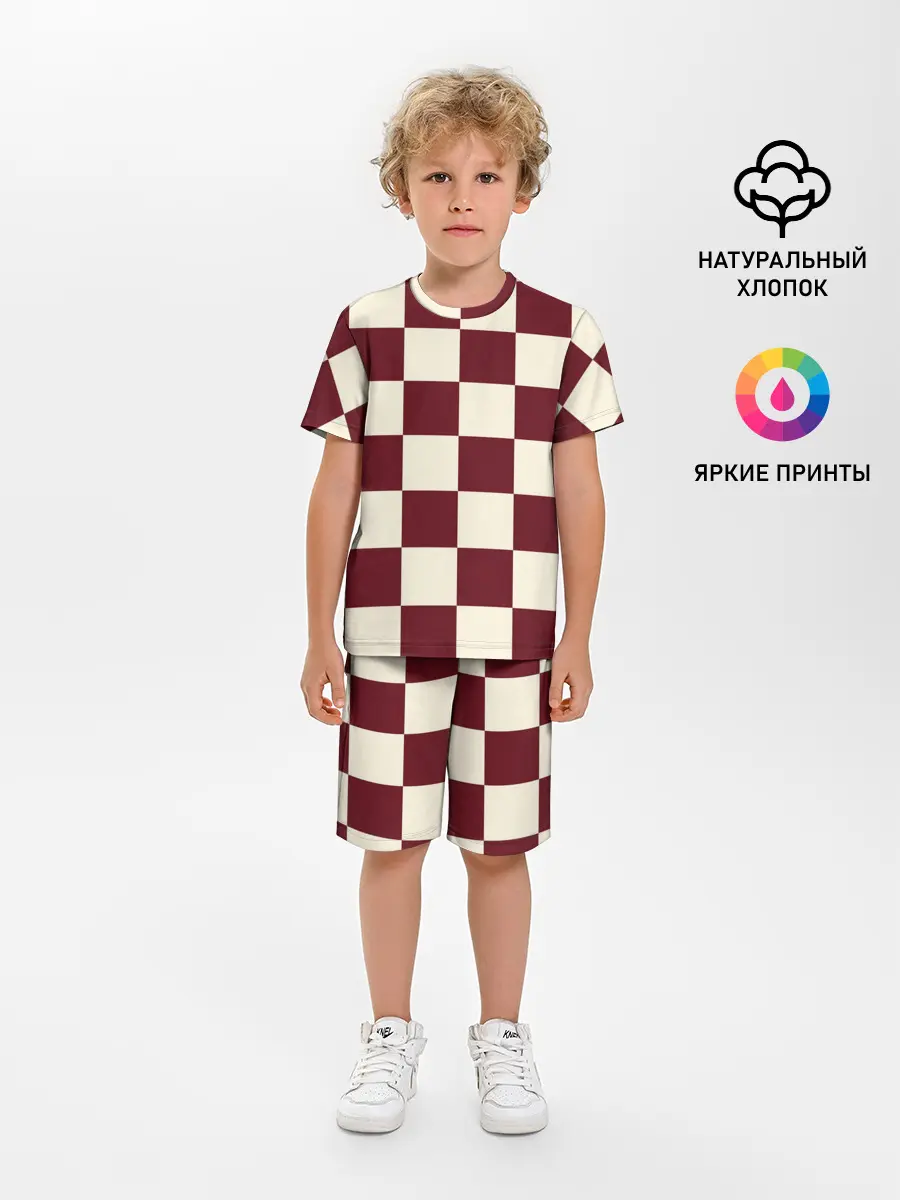 Детская пижама с шортами / Шахматка