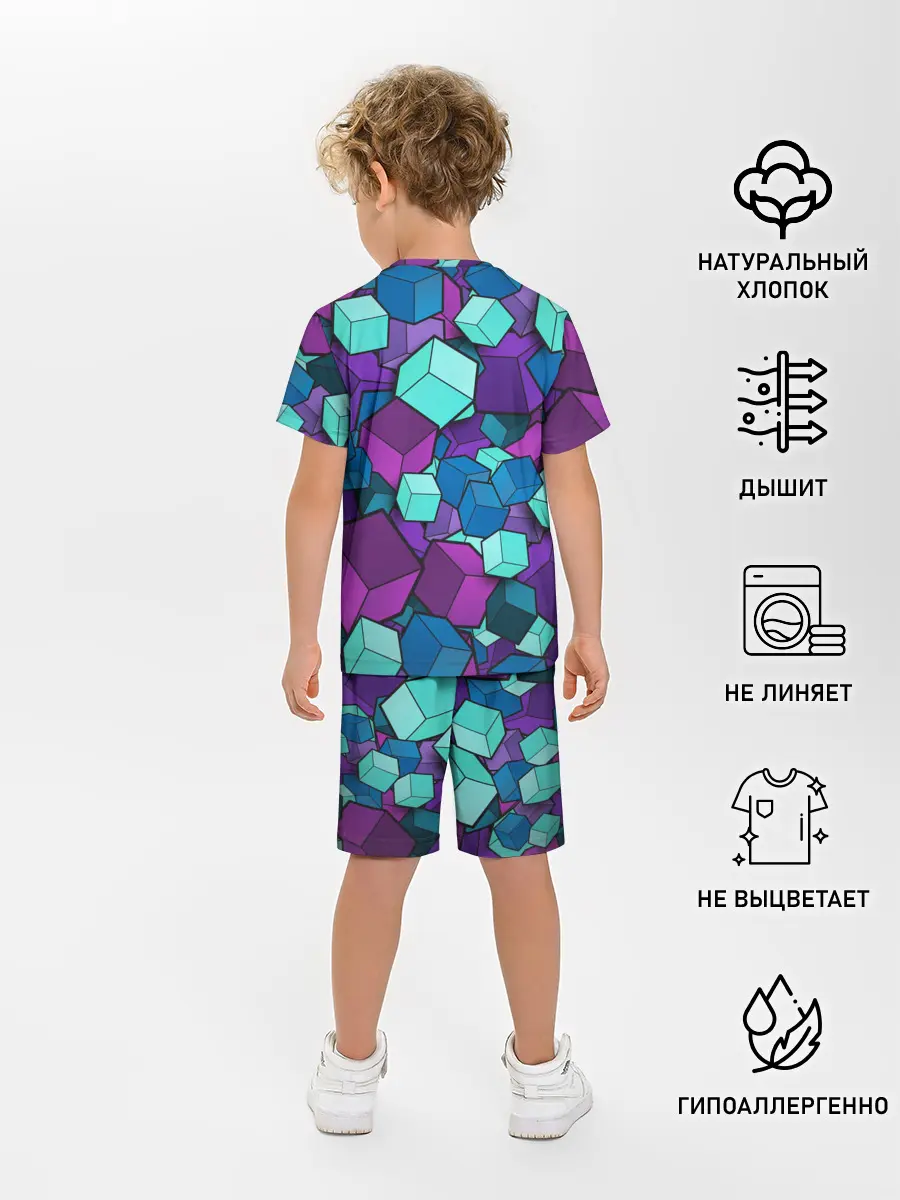 Детская пижама с шортами / СИРЕНЕВЫЕ КУБЫ