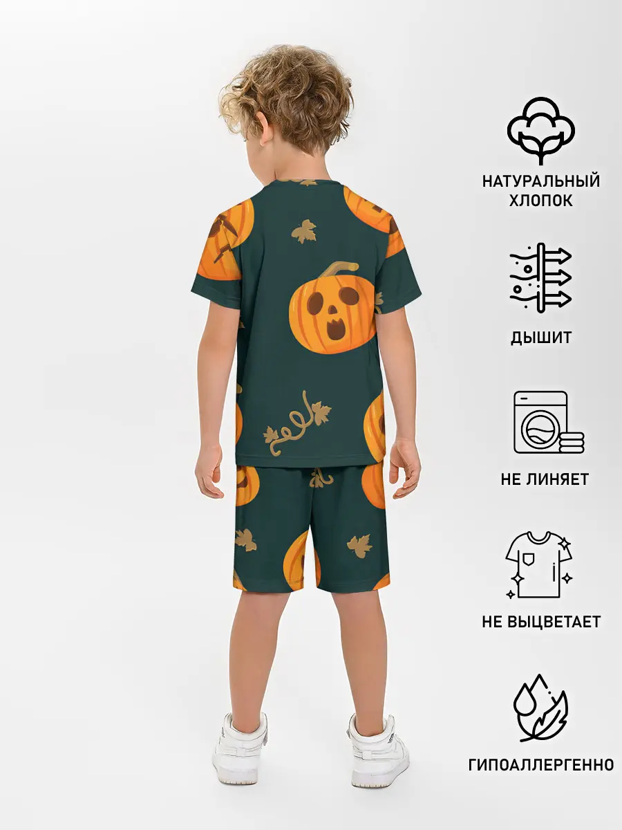 Детская пижама с шортами / Осенние тыквы