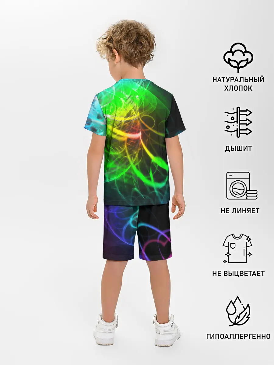 Детская пижама с шортами / ЗЕЛЕНЫЙ НЕОН