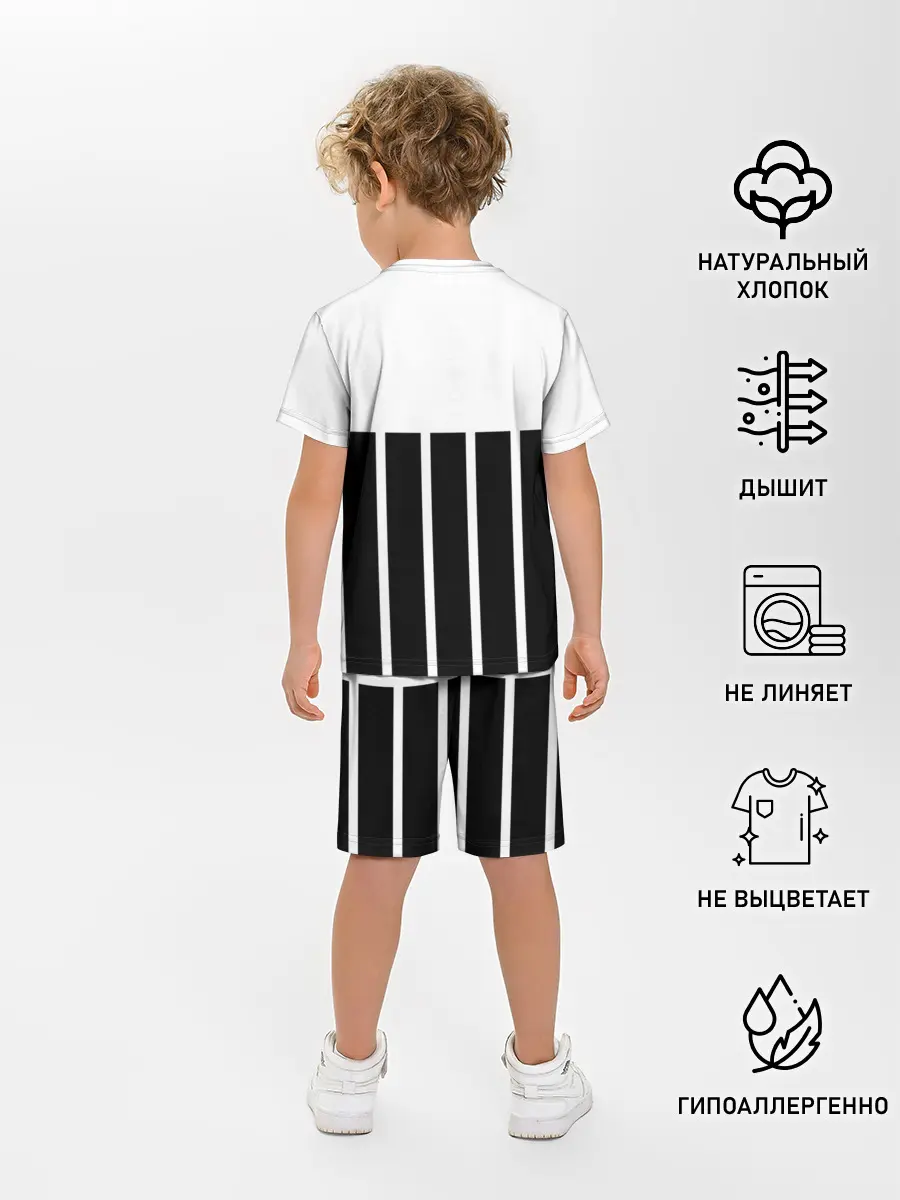 Детская пижама с шортами / Juventus | Tee Black and White