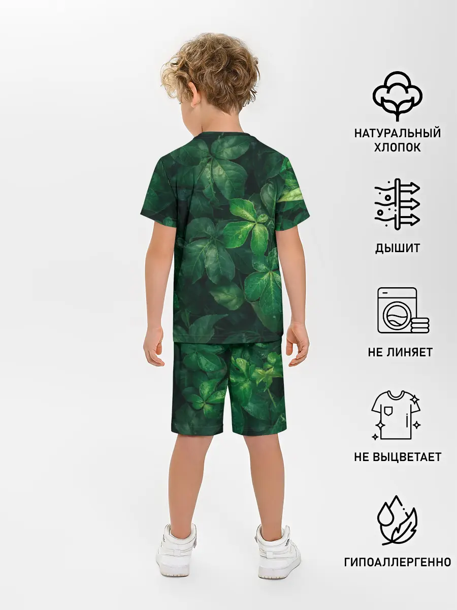 Детская пижама с шортами / Тропическая листва | Тропики