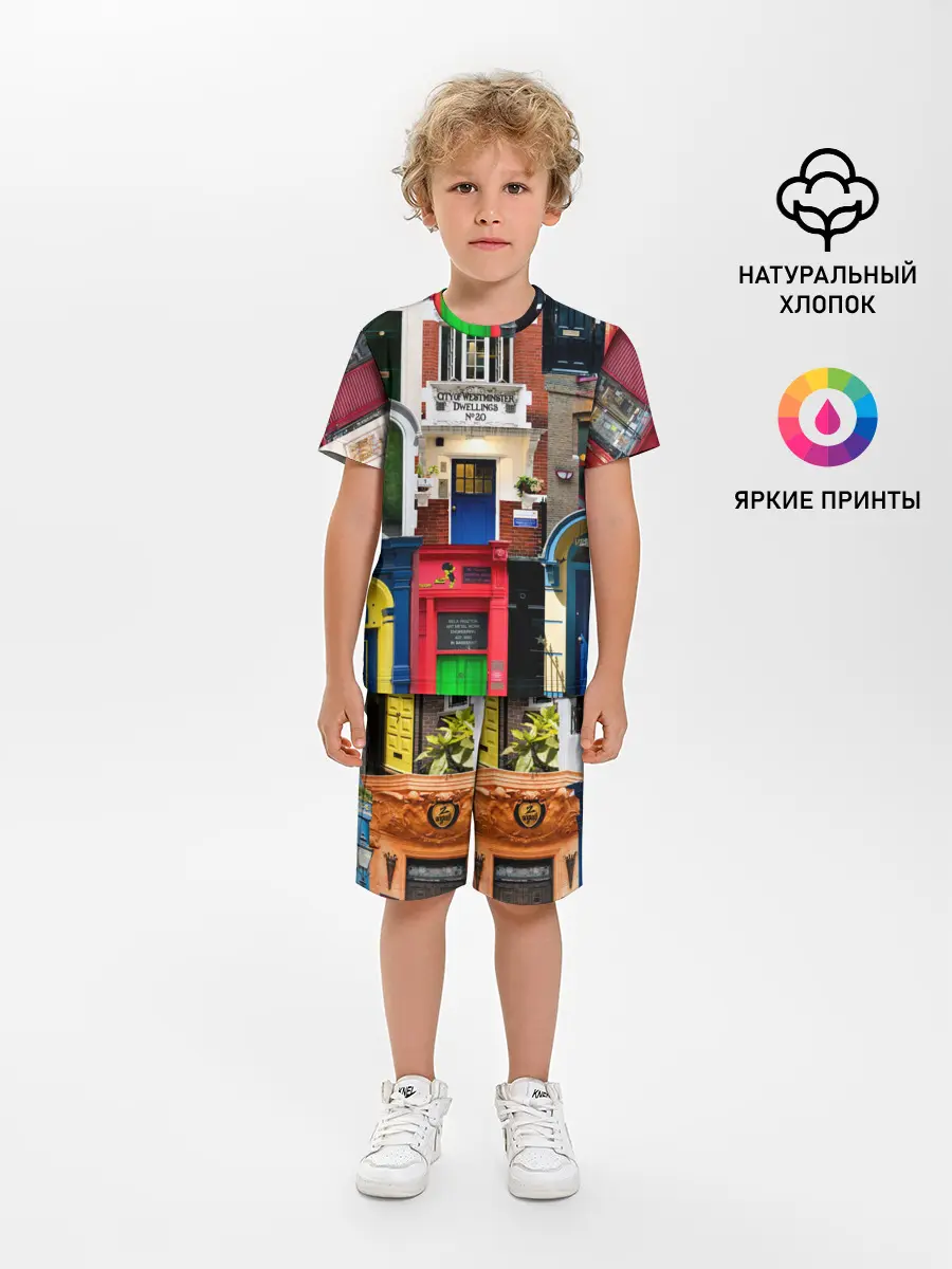 Детская пижама с шортами / London doors цифровой коллаж