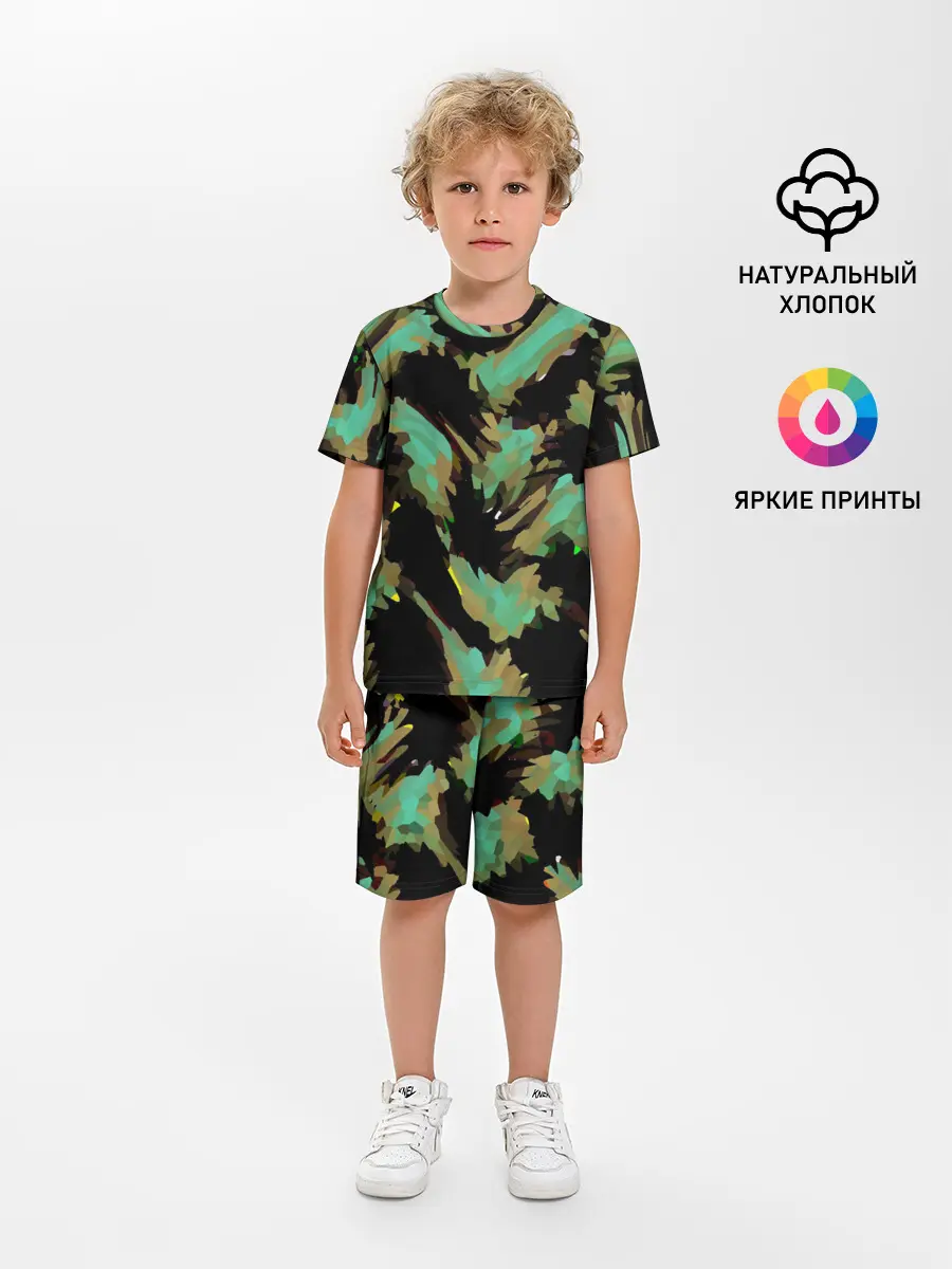 Детская пижама с шортами / Изумрудные осколки кристаллов