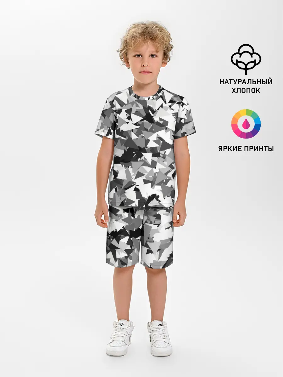 Детская пижама с шортами / Городской серый камуфляж