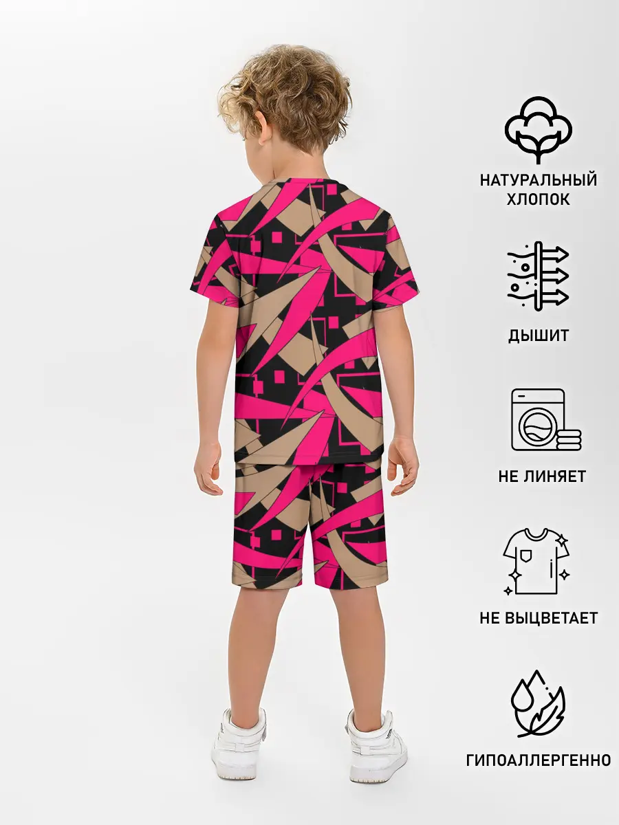 Детская пижама с шортами / Яркий абстрактный узор