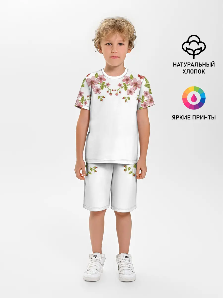 Детская пижама с шортами / Цветы