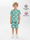 Детская пижама с шортами / Овечки паттерн на бирюзовом