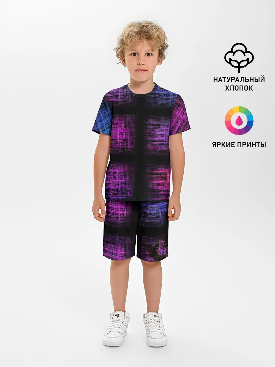 Детская пижама с шортами / Неоновая абстракция