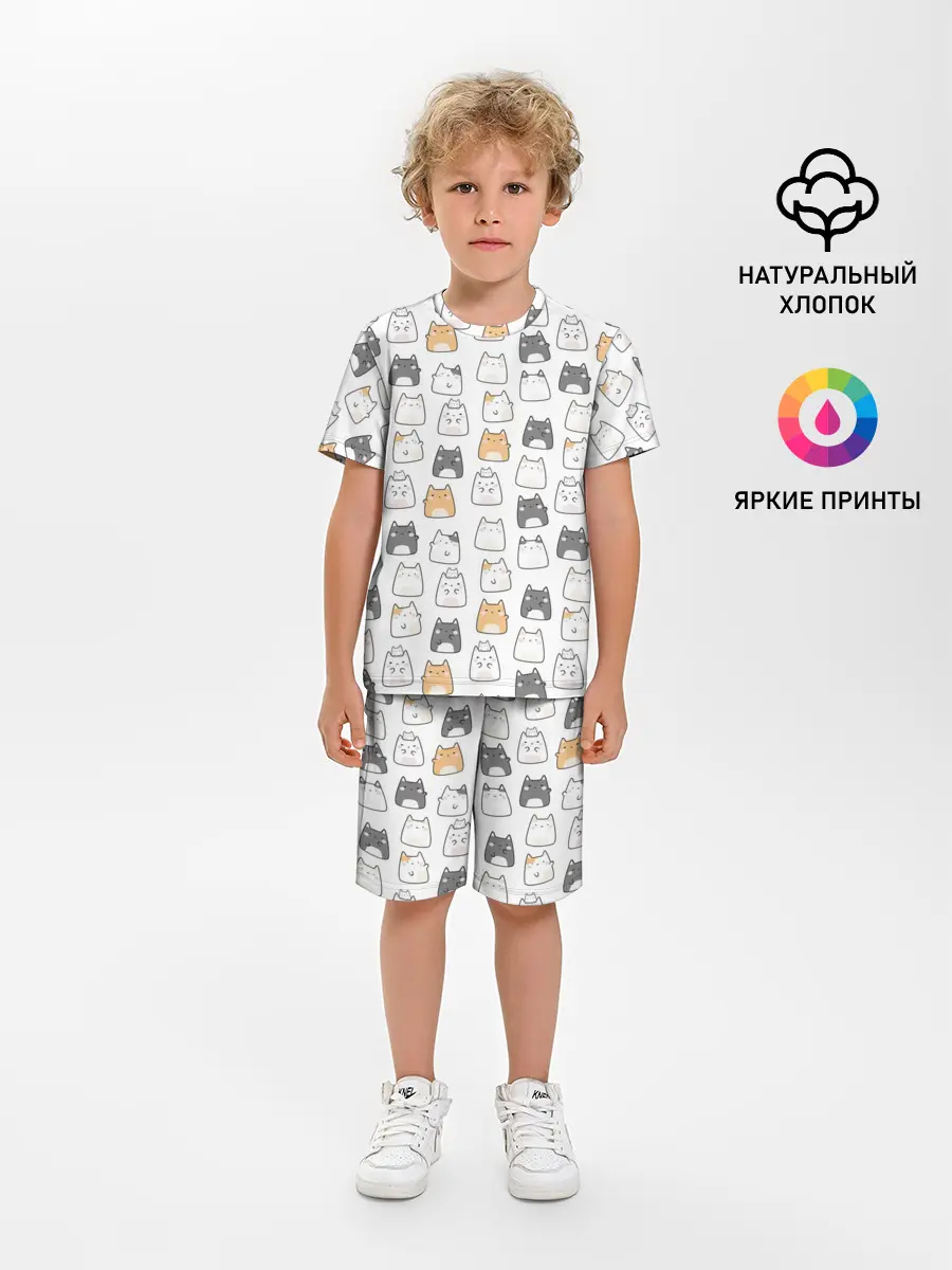Детская пижама с шортами / Толстые котики