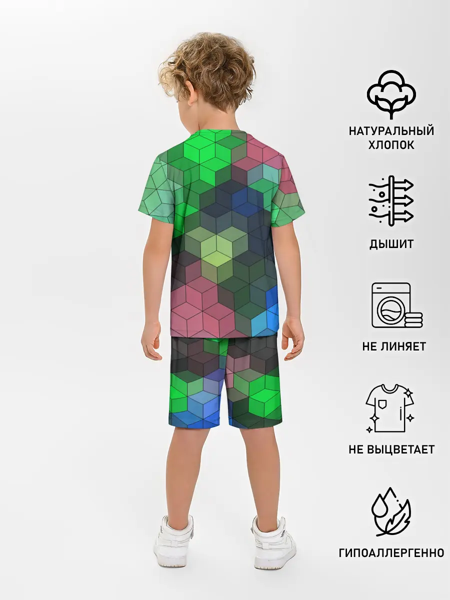 Детская пижама с шортами / Разноцветный геометрический уз