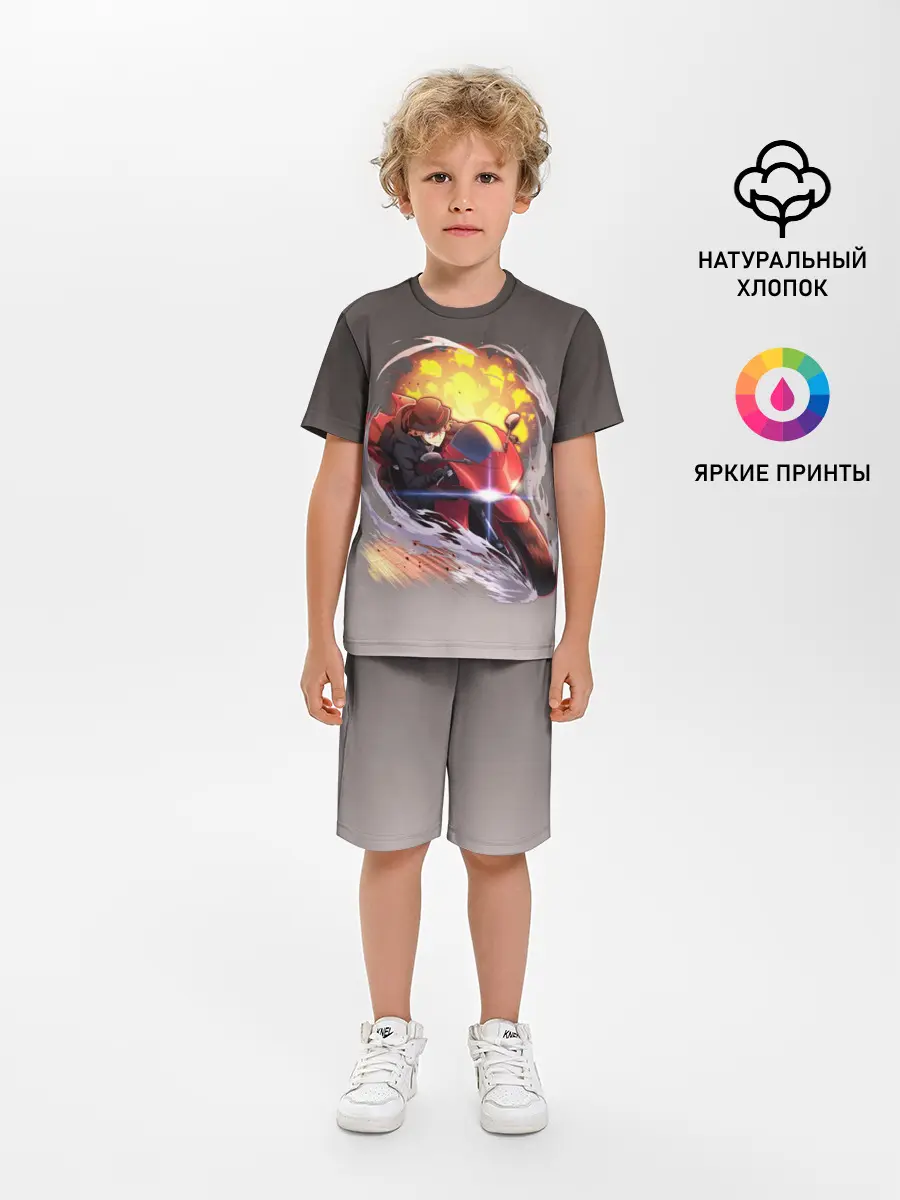 Детская пижама с шортами / Чуя Накахара на мотоцикле взрыв