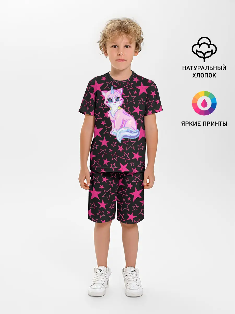 Детская пижама с шортами / Cat Unicorn | Кот Единорог