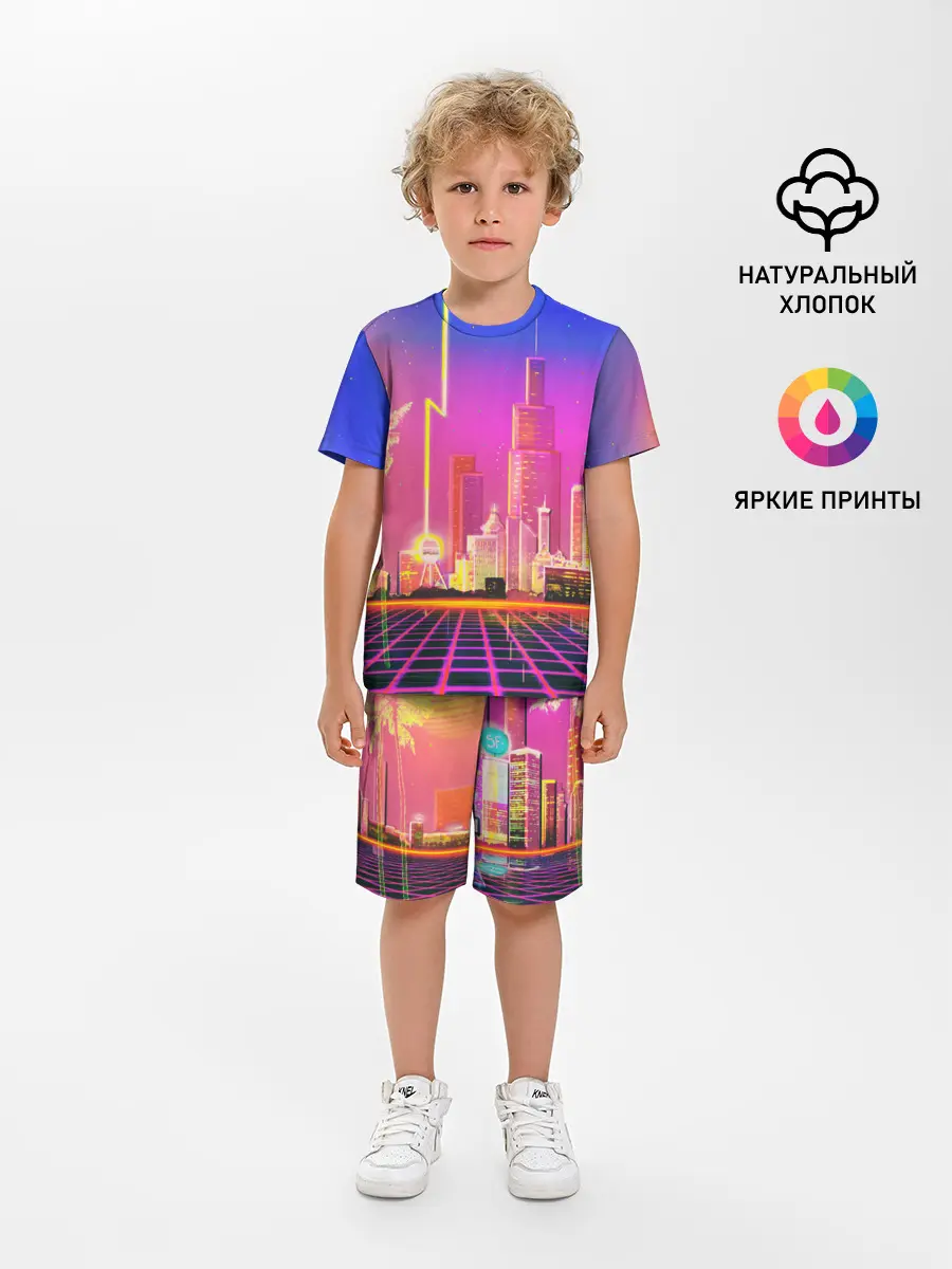 Детская пижама с шортами / КИБЕР ГОРОД