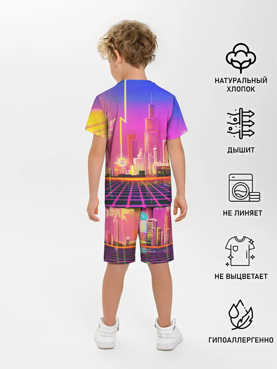 Детская пижама с шортами / КИБЕР ГОРОД