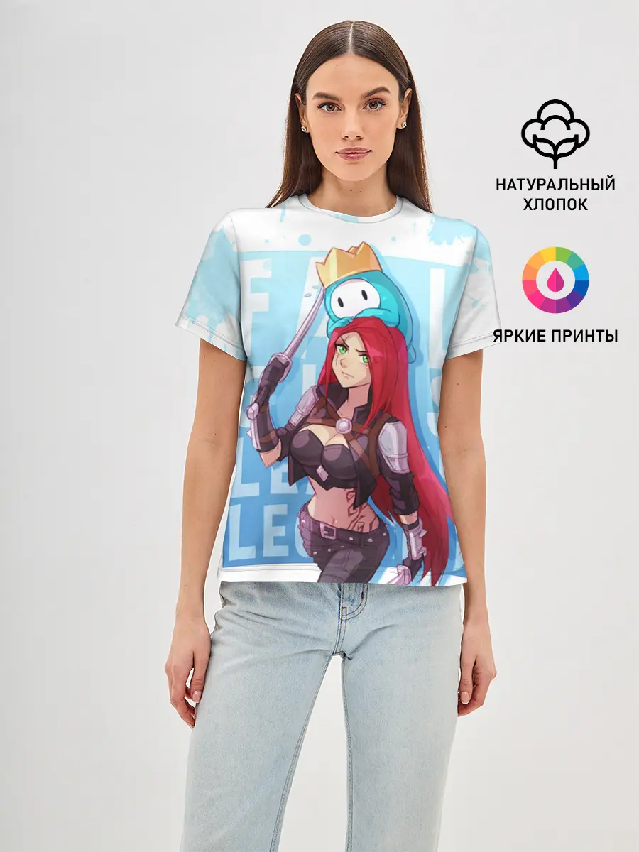 Женская базовая футболка / Fall guys x league of legands