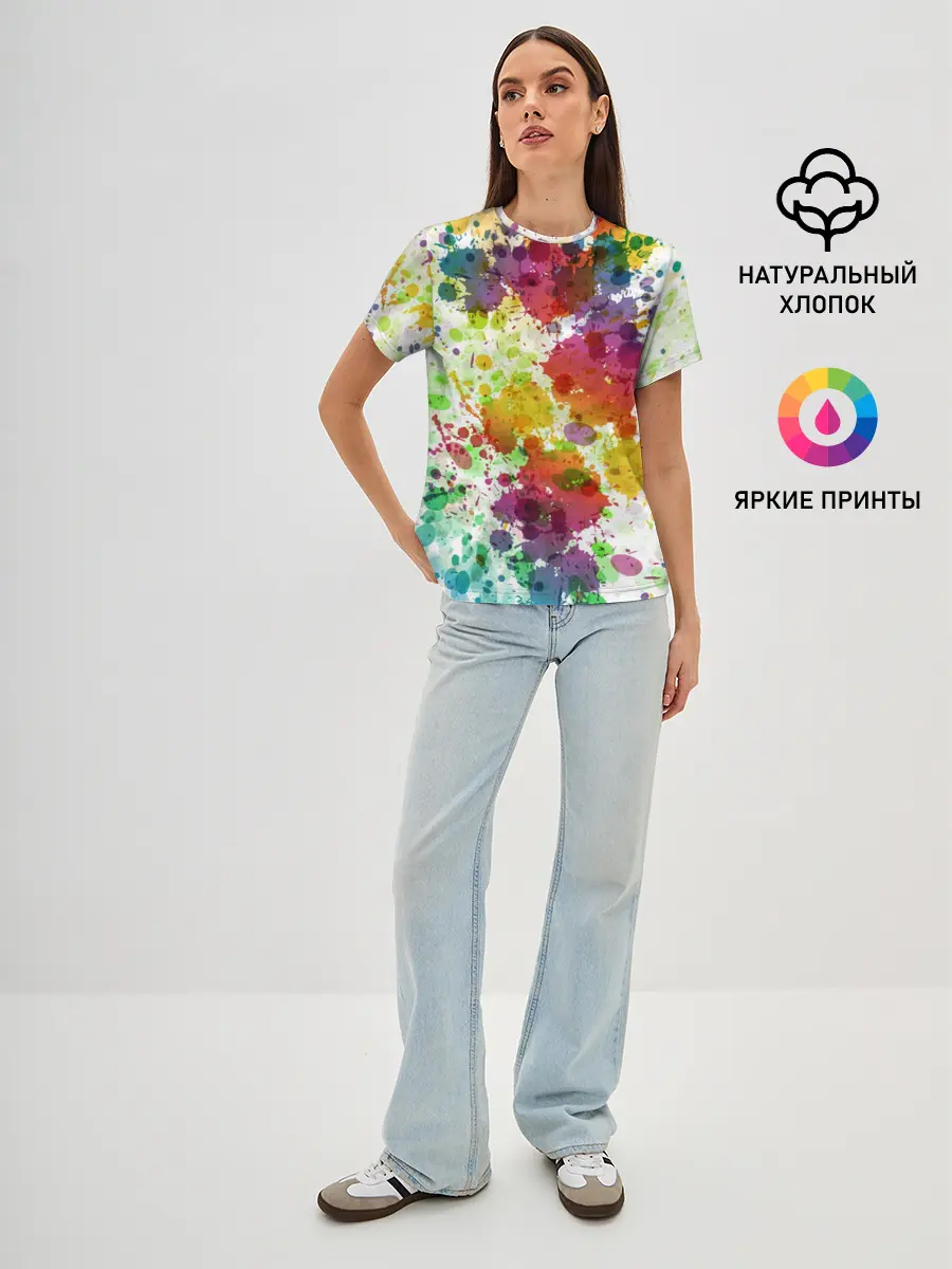 Женская базовая футболка / Красно-жёлтые пятна