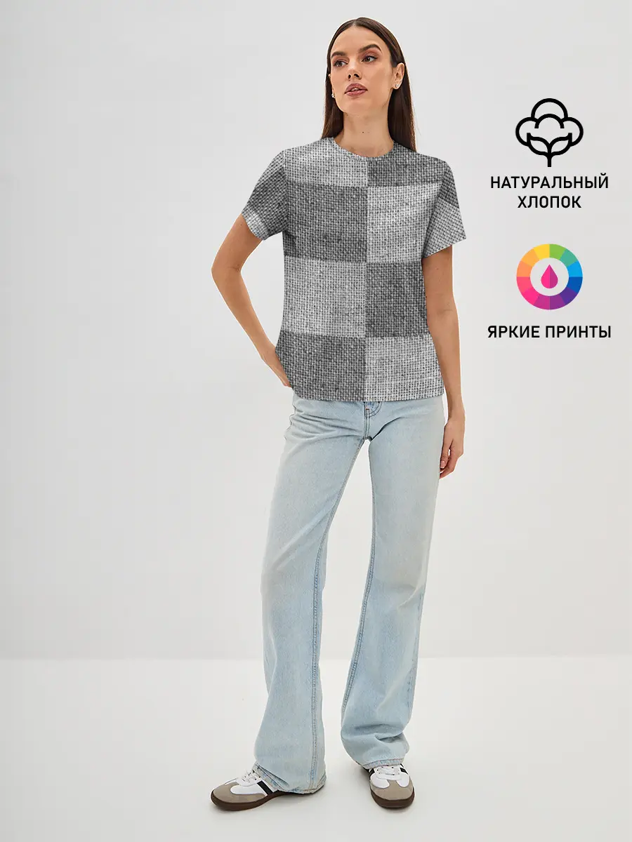 Женская базовая футболка / Denim Patchwork