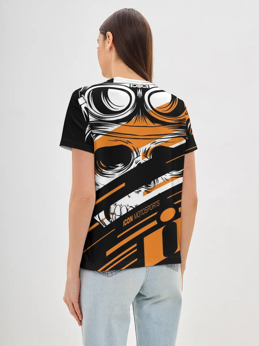 Женская базовая футболка / Череп Icon оранжевый