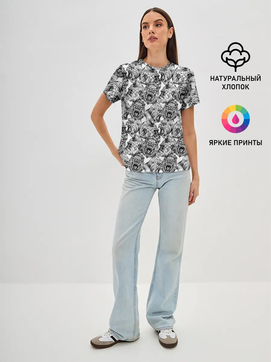 Женская базовая футболка / Злые Гориллы - Паттерн