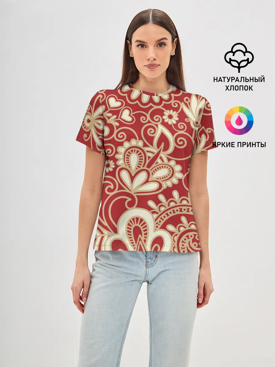Женская базовая футболка / КрасиВая ХохЛома