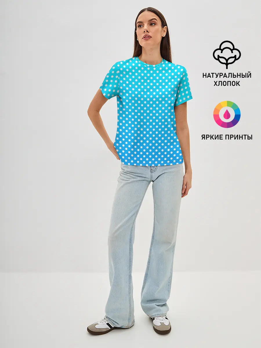 Женская базовая футболка / Белые кружки